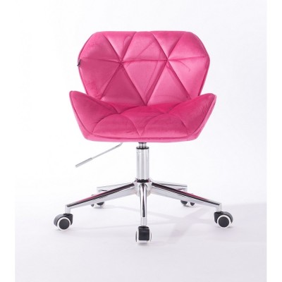 PETYR - Krzesło kosmetyczne malinowe kółka welur -Krzesła kosmetyczne- 