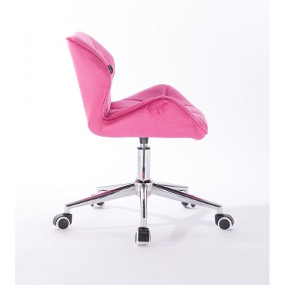 PETYR - Krzesło kosmetyczne malinowe kółka welur -Krzesła kosmetyczne- 