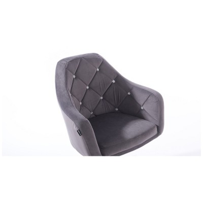 Krzesło kosmetyczne na kółkach BLERM CRISTAL grafitowe z kryształkami -Krzesła kosmetyczne- 