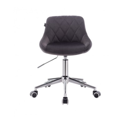 Geometryczne krzesło kosmetyczne EMILIO grafitowy welur -Krzesła kosmetyczne- 