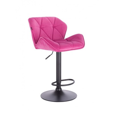 PETYR – Krzesło kosmetyczne tapicerowane malinowe welur podstawa dysk z podnóżkiem -Krzesła kosmetyczne- 