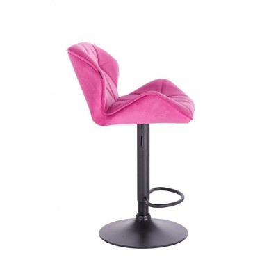 PETYR – Krzesło kosmetyczne tapicerowane malinowe welur podstawa dysk z podnóżkiem -Krzesła kosmetyczne- 