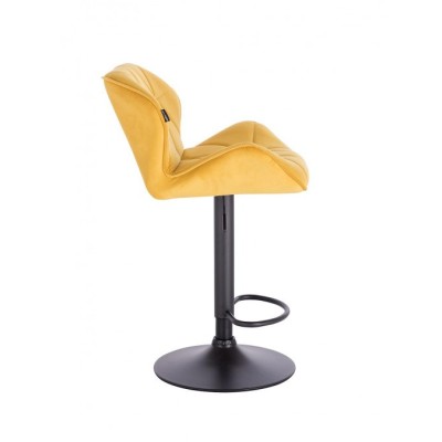 PETYR – Krzesło kosmetyczne tapicerowane żółte welur podstawa dysk z podnóżkiem -Krzesła kosmetyczne- 