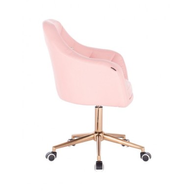 Blink HR - fotel fryzjerski różowa eco-skóra podstawa złota KÓŁKA -Fotele fryzjerskie- 