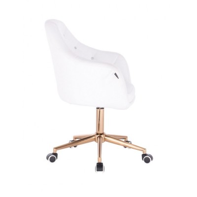 Blink HR- fotel fryzjerski biała eco-skóra podstawa złota -Fotele fryzjerskie- 