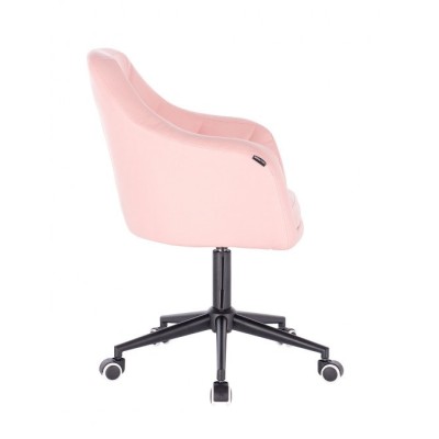 Blink HR - fotel fryzjerski różowa eco-skóra podstawa czarna kółka -Fotele fryzjerskie- 