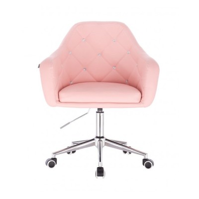 Blink HR - fotel fryzjerski różowa eco-skóra podstawa chrom -Fotele fryzjerskie- 