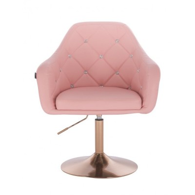 Blink HR - fotel fryzjerski różowa eco-skóra dysk złoty -Fotele fryzjerskie- 