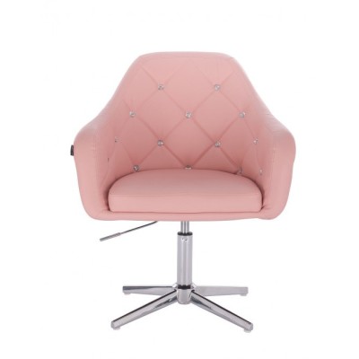 Blink HR - fotel fryzjerski różowa eco-skóra krzyżak chrom -Fotele fryzjerskie- 