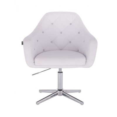 Blink HR - fotel fryzjerski biała eco-skóra krzyżak chrom -Fotele fryzjerskie- 