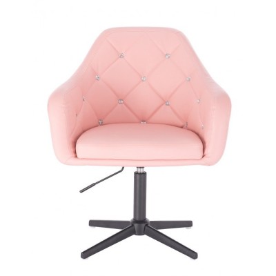 Blink HR - fotel fryzjerski różowa eco-skóra krzyżak czarny -Fotele fryzjerskie- 