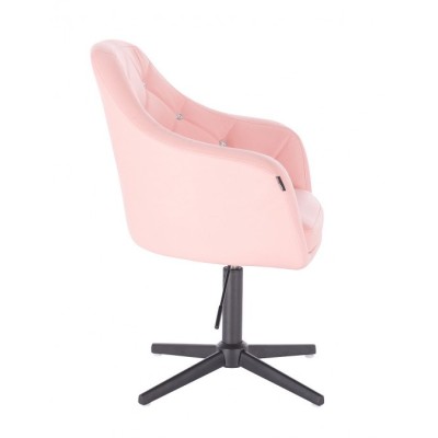 Blink HR - fotel fryzjerski różowa eco-skóra krzyżak czarny -Fotele fryzjerskie- 