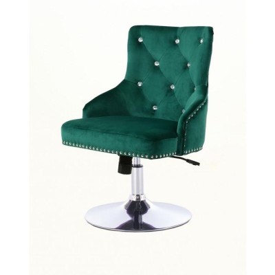 Claris Cristal - fotel kosmetyczny z kryształkami butelkowa zieleń welur -Krzesła kosmetyczne- 