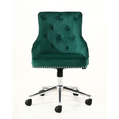 Claris - fotel kosmetyczny butelkowa zieleń welur kółka -Krzesła kosmetyczne- 