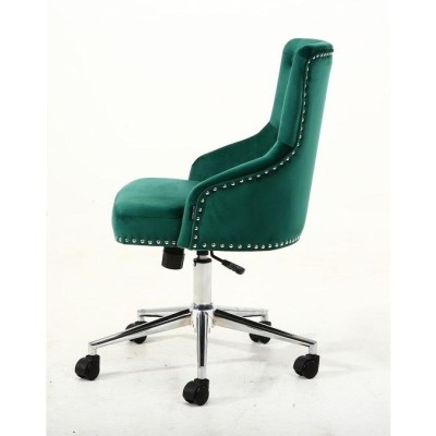 Claris - fotel kosmetyczny butelkowa zieleń welur kółka -Krzesła kosmetyczne- 