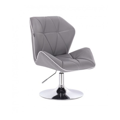 Szary fotel fryzjerski CRONO skóra ekologiczna ultra wygodny -Krzesła kosmetyczne- 