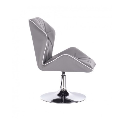 Szary fotel fryzjerski CRONO skóra ekologiczna ultra wygodny -Krzesła kosmetyczne- 