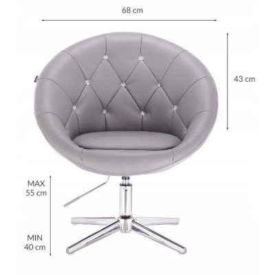 BOL CRISTAL  - Krzesło kosmetyczne szare na krzyżaku -Krzesła kosmetyczne- 
