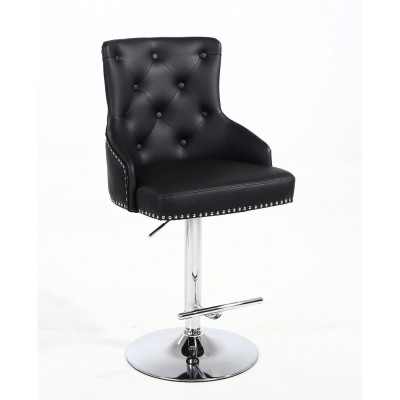 Claris – Krzesło kosmetyczne, czarna eco skóra, na wysokim podnośniku