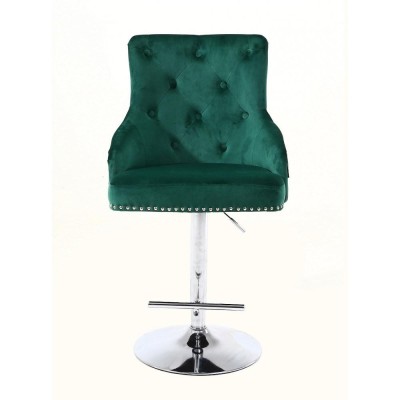Claris - fotel kosmetyczny na wysokim podnośniku butelkowa zieleń welur -Krzesła kosmetyczne- 
