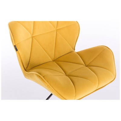 PETYR - Żółte krzesło kosmetyczne z oparciem welur WYBÓR PODSTAW -Krzesła kosmetyczne- 