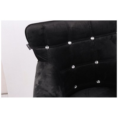 LORA CRISTAL - Krzesło kosmetyczne czarne welurowe z kryształkami -Poczekalnia tattoo studio- 