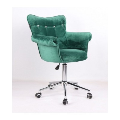 LORA CRISTAL - Krzesło kosmetyczne butelkowa zieleń WYBÓR PODSTAW -Krzesła kosmetyczne- 