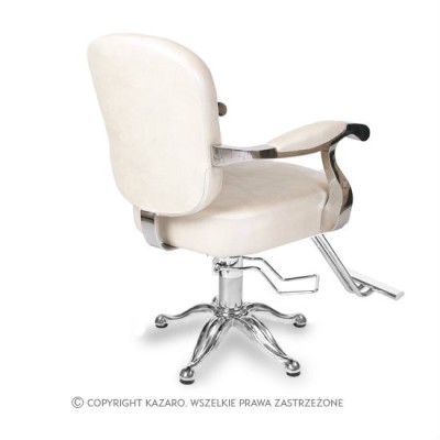 Retro fotel fryzjerski ANTIQUE perłowy -Fotele barberskie- 