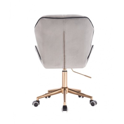 CRONO - Krzesło kosmetyczne na złotej podstawie z kółkami - stalowy welur -Krzesła kosmetyczne- 