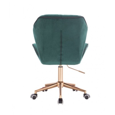 Krzesło kosmetyczne CRONO butelkowa zieleń welur podstawa na kółkach złota -Krzesła kosmetyczne- 