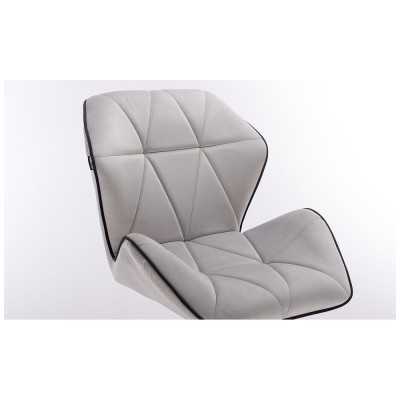 Mięciutkie krzesło kosmetyczne CRONO stalowy welur - dysk srebrny chrom -Krzesła kosmetyczne- 