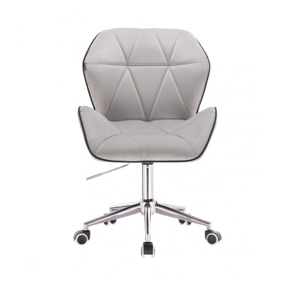 CRONO Obrotowe krzesło kosmetyczne srebrne kółka - stalowy welur -Krzesła kosmetyczne- 