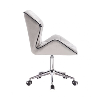 CRONO Obrotowe krzesło kosmetyczne srebrne kółka - stalowy welur -Krzesła kosmetyczne- 