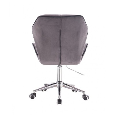 CRONO - Krzesło kosmetyczne grafit welur podstawa na kółkach chrom -Krzesła kosmetyczne- 