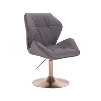 CRONO - Krzesło kosmetyczne tweedowy popiel  złota podstawa dysk -Krzesła kosmetyczne- 
