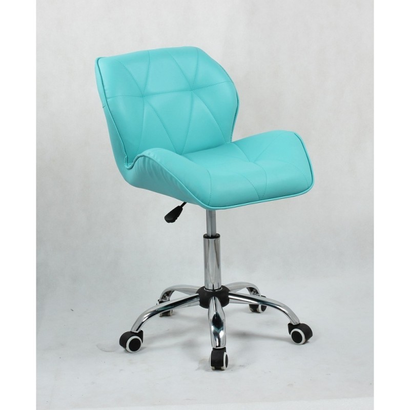 PETYR ECO - Krzesło kosmetyczne turkusowe na kółkach