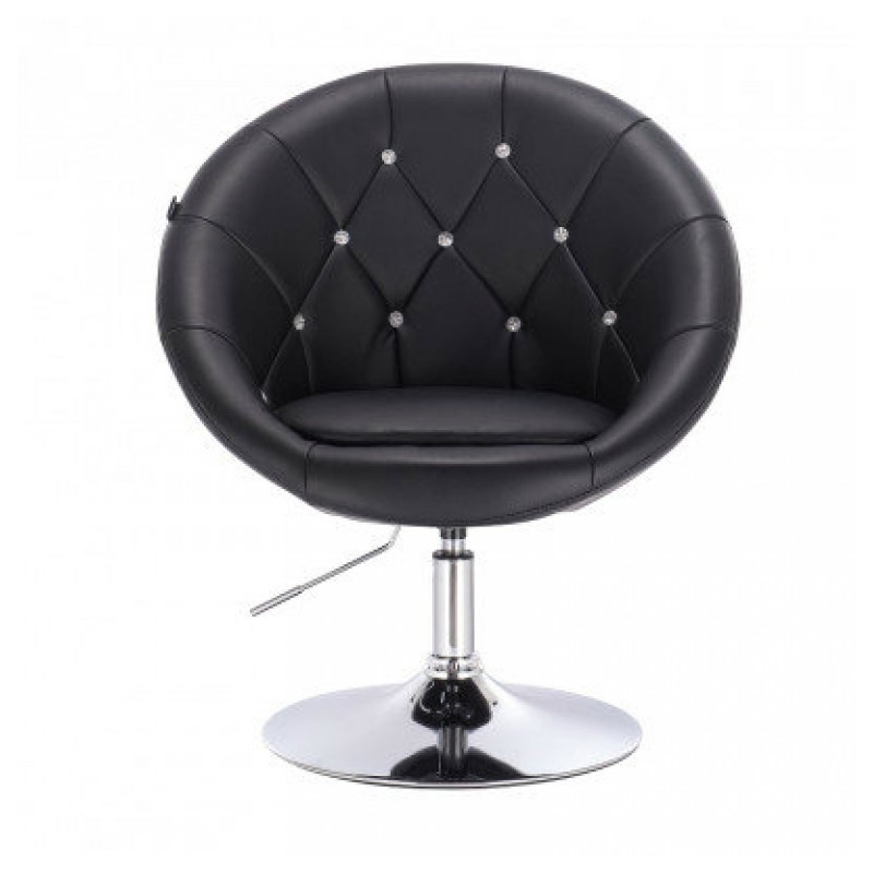 Czarne krzesło kosmetyczne, pikowane, Swarovski - VIKA -Krzesła kosmetyczne- 