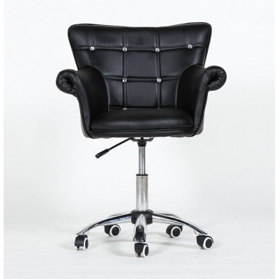 LORA CRISTAL - Fotel fryzjerski czarny -Krzesła kosmetyczne- 