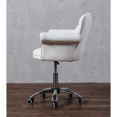 LORA CRISTAL  - Fotel fryzjerski biały -Krzesła kosmetyczne- 