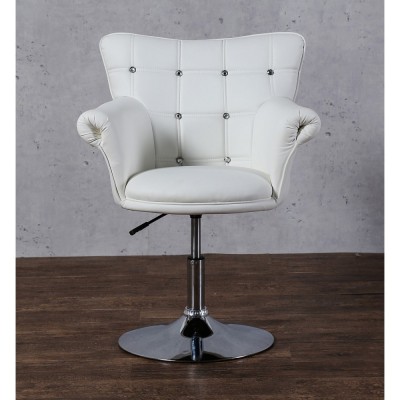 LORA CRISTAL  - Fotel fryzjerski biały -Krzesła kosmetyczne- 