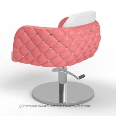 Różowy pikowany fotel fryzjerski - DIAMANTE -Diamante- 