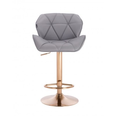 PETYR – Krzesło kosmetyczne szare, złota podstawa z podnóżkiem -Taborety kosmetyczne i hokery- 