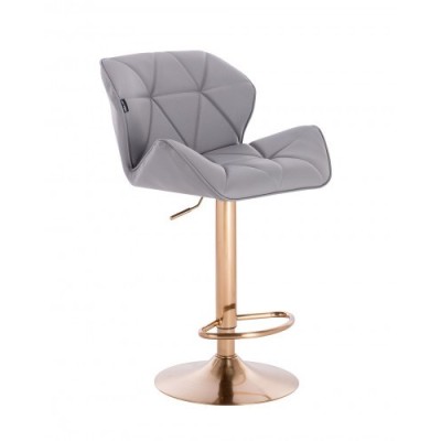 PETYR – Krzesło kosmetyczne szare, złota podstawa z podnóżkiem