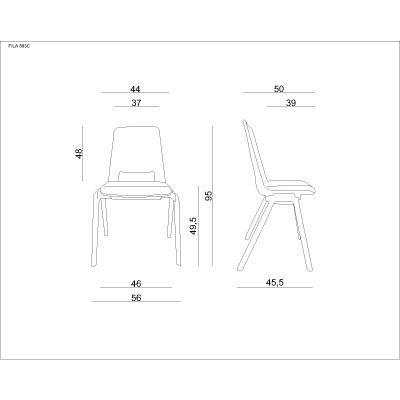 FILA CHARCOAL - Wytrzymałe krzesło do poczekalni -Krzesła- 