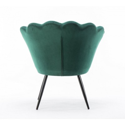 ARIA - Fotel muszelka butelkowa zieleń welur -Krzesła kosmetyczne- 