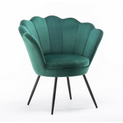 ARIA - Fotel muszelka butelkowa zieleń welur -Krzesła kosmetyczne- 