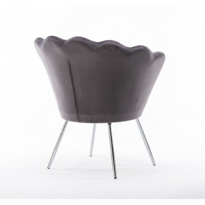 Fotel kawowy ARIA muszelka grafitowy welur -Krzesła kosmetyczne- 
