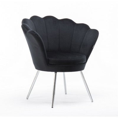 ARIA - Czarny fotel do poczekalni muszelka -Krzesła kosmetyczne- 