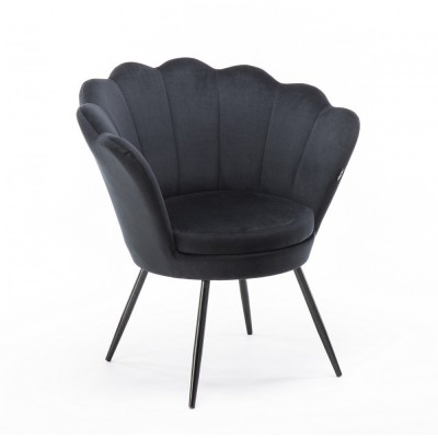 ARIA - Fotel czarny muszelka do poczekalni welur -Krzesła kosmetyczne- 