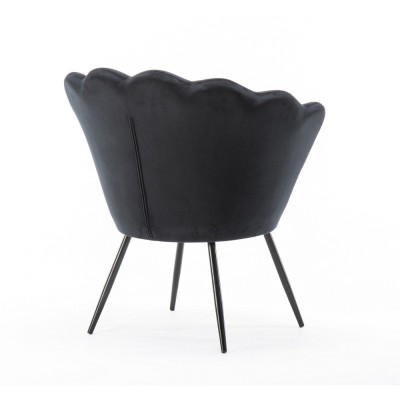 ARIA - Fotel czarny muszelka do poczekalni welur -Krzesła kosmetyczne- 